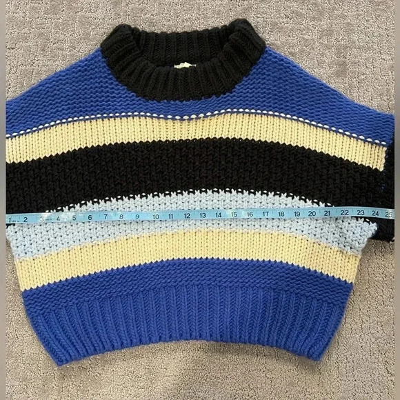 NWT Elan Cassidy Striped Sweater, Chunky, Relaxed, Black, Cream, Royal Blue, S - Picture 8 of 15